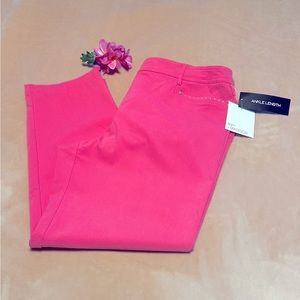 89 + madison Pink Ankle Pants with Rhinestone Pockets Size 16